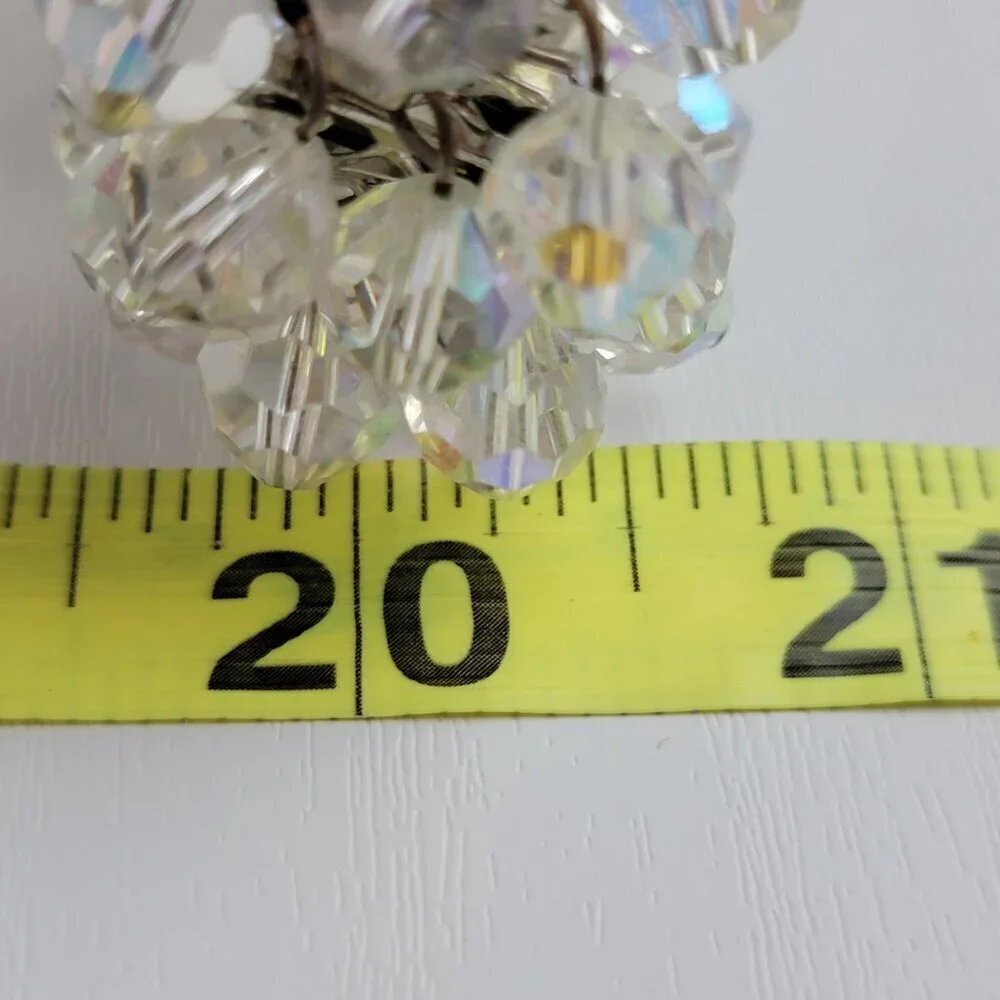 Vtg. Mid Century 50's Silver-Tone Clear Crystal Bead Charm Expandable Bracelet